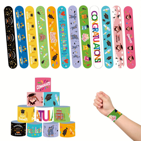 24pcs Kindergarten Graduation Slap Bracelets Colorful Congrats Grad Wristbands