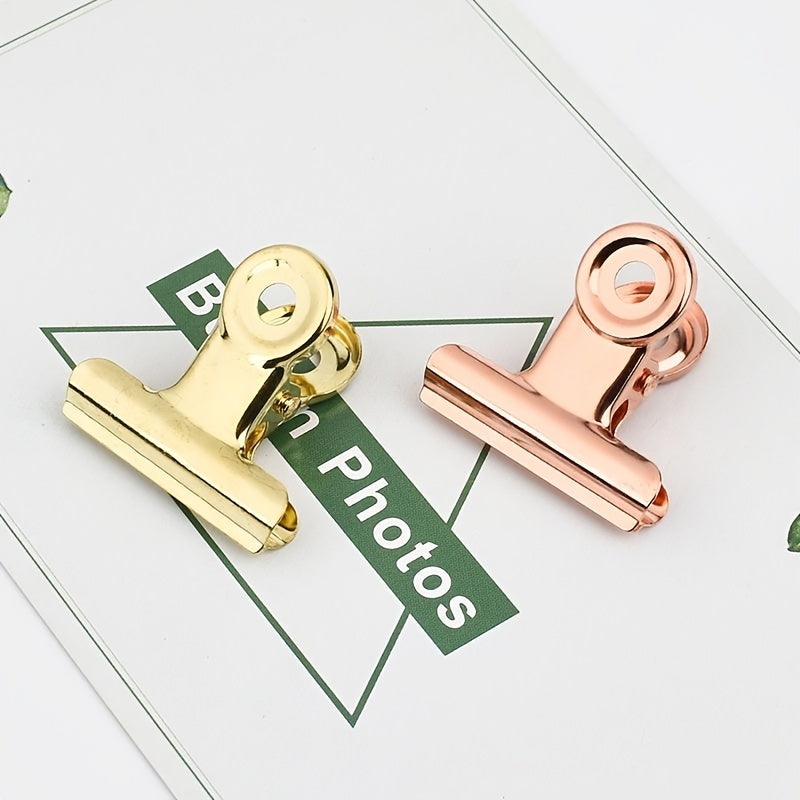 15pcs Rose Golden 22mm Round Stainless Steel Stationery Clip Set