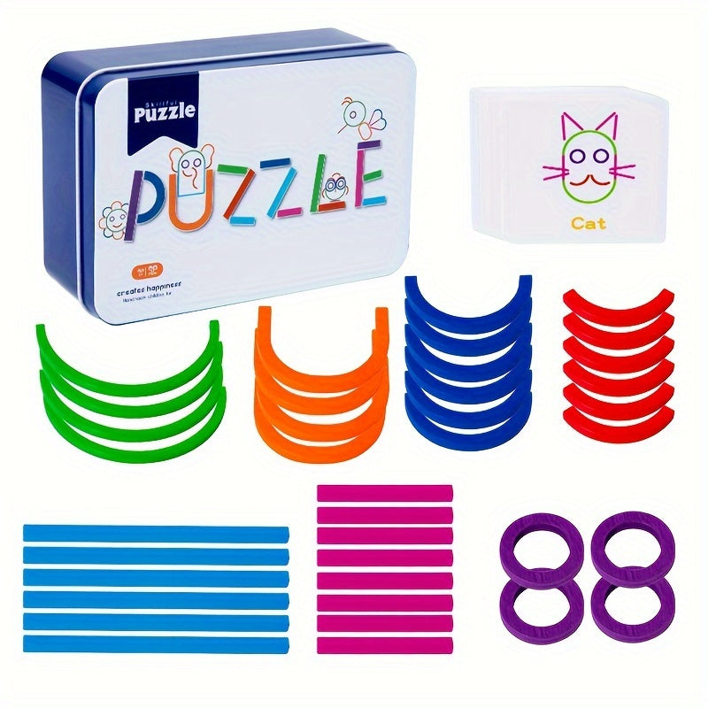 Wooden Puzzle Blocks Letter Pattern Matching Building Games