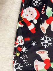  Santa Claus & Snowman Print Long Sleeve Round Neck Dress
