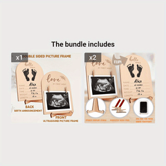 Creative Wooden Ultrasound Photo Frame Pregnancy Announcement Sign Room Decor