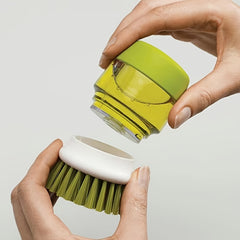 Soap Dispensing Dish Scrub Brush with Drip Tray - Effortless Cleaning