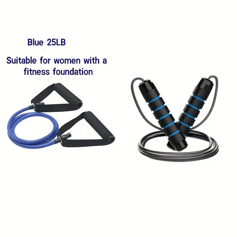 Adjustable Steel Wire Jump Rope & Resistance Band Set for Fitness Training