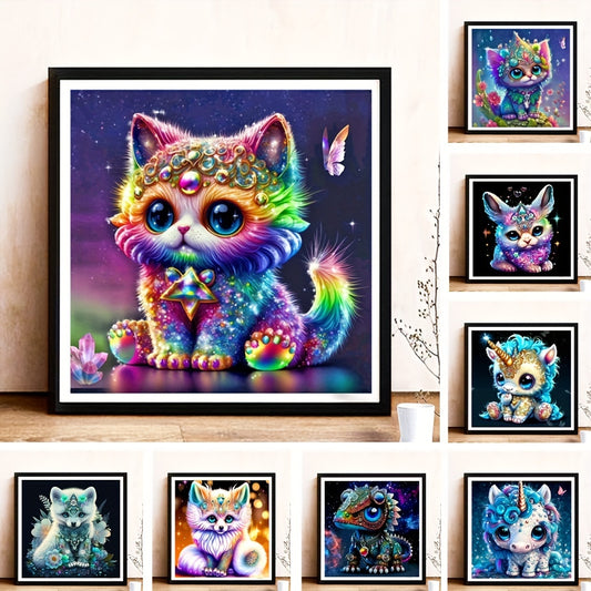 5D DIY Diamond Painting Cartoon Animal Cat Unicorn Fox Dragon Cross