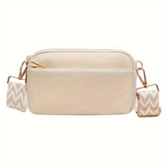 Square Crossbody Bag Wide Strap PU Leather Daily Use