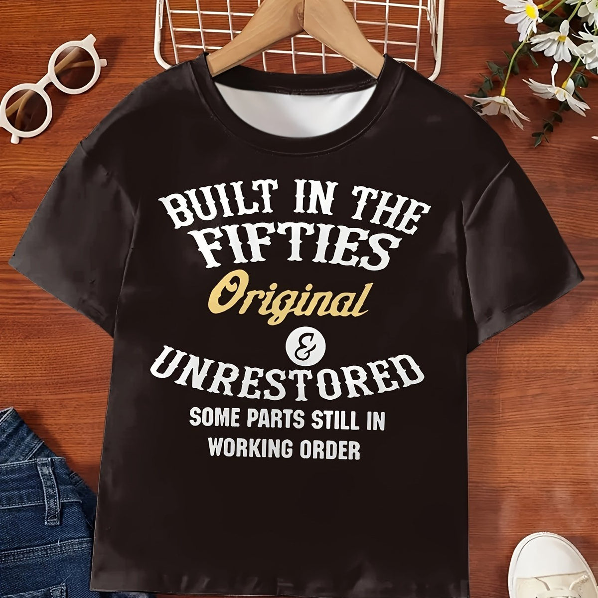 50s Print Short Sleeve T-shirt for Girls