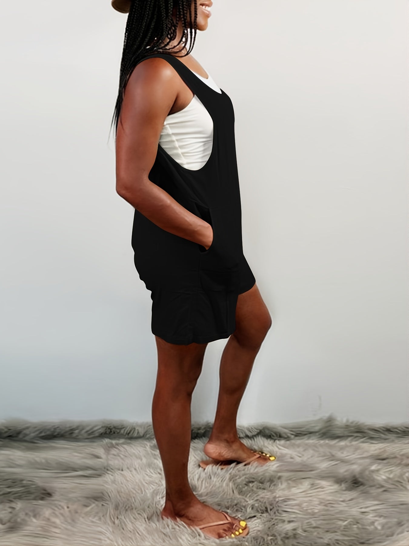Casual High Waist Sleeveless Pocket Jumpsuit