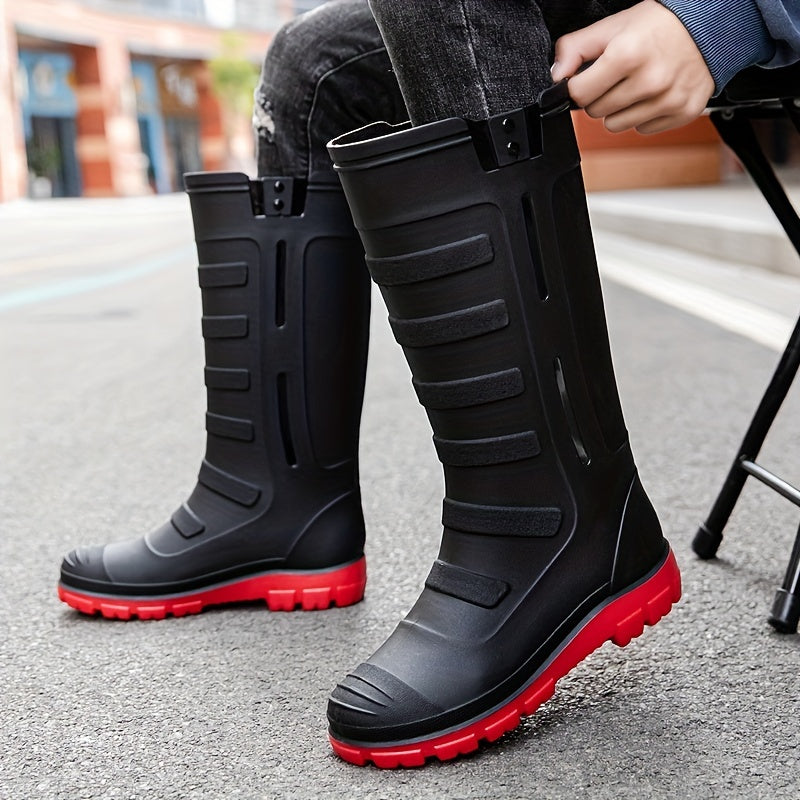 Men High Top Rain Boots Wear resistant Waterproof Non slip Rain Shoes