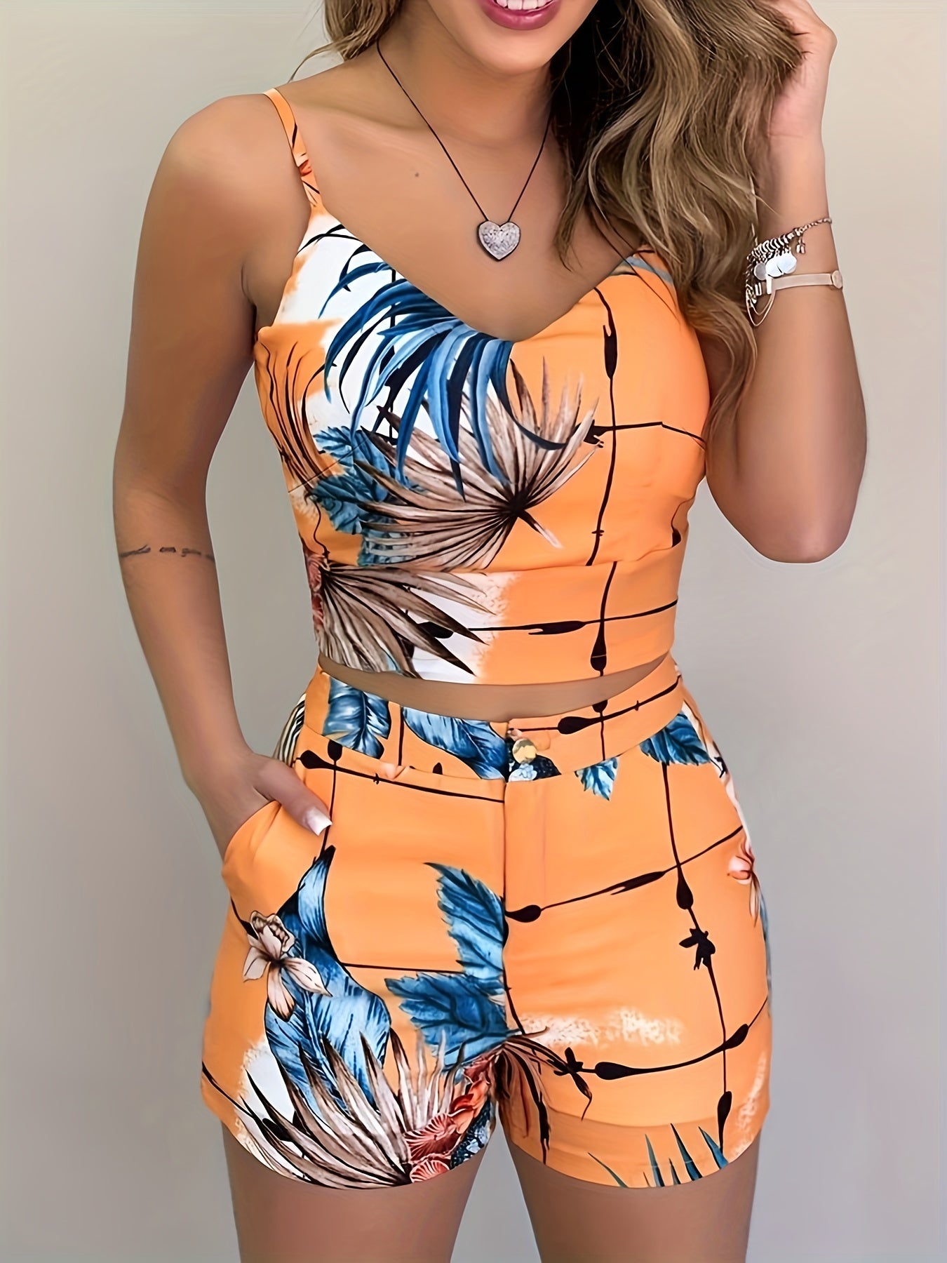Women 2Pcs Shorts Suits Set