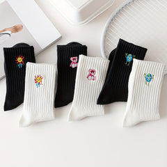 6 Pairs Cartoon Socks Comfy Breathable Stockings Women's Hosiery