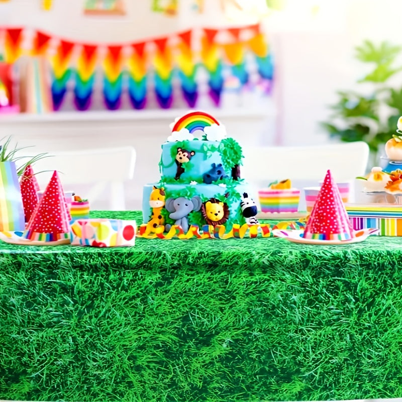 Green Grass Tablecloth for Jungle Theme Party