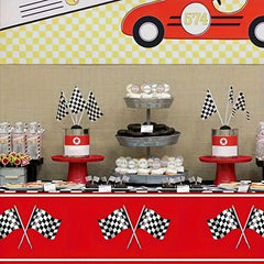 Racing Car Tablecloth & Plaid Rectangular Road Racetrack Tablecloth