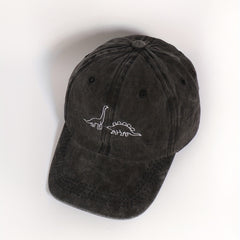 Dinosaur Embroidery Baseball Cap Gray Distressed Dad Hat