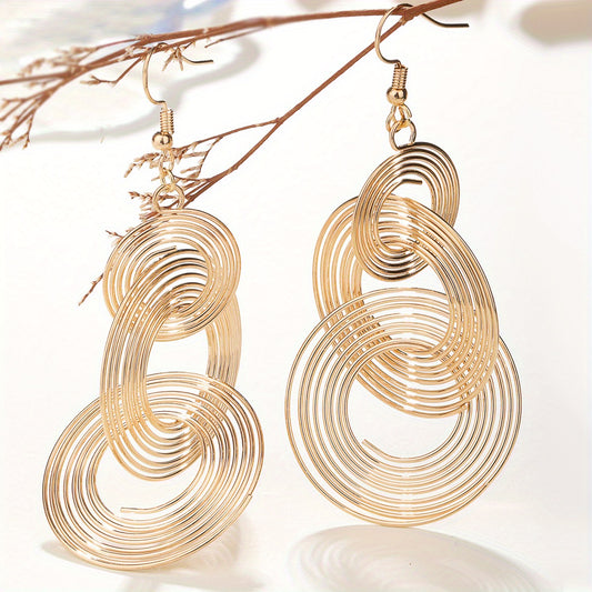 Round Shape Dangle Earrings Stainless Steel Jewelry