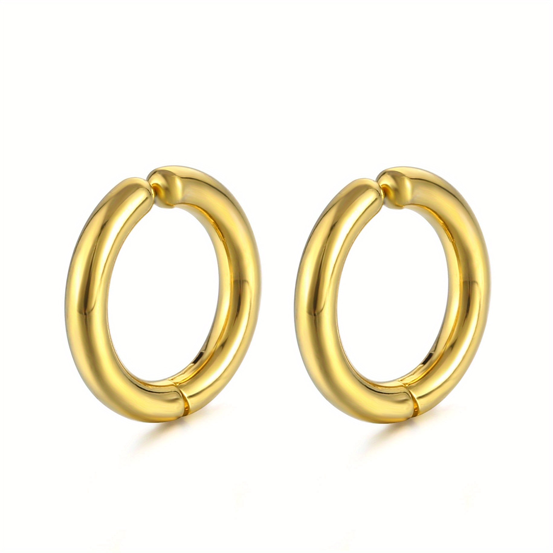 Stainless Steel Smooth Round Clip Earrings for Men