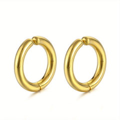 Stainless Steel Smooth Round Clip Earrings for Men