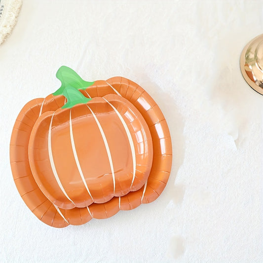 25pcs Pumpkin Paper Plate Halloween Orange Decor