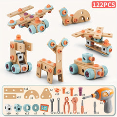 Kids Wooden Block Assembly Tool Set Toy