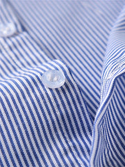 Boys Gentleman Stripe Long Sleeve Shirt Top Casual Non Stretch Lapel Shirt