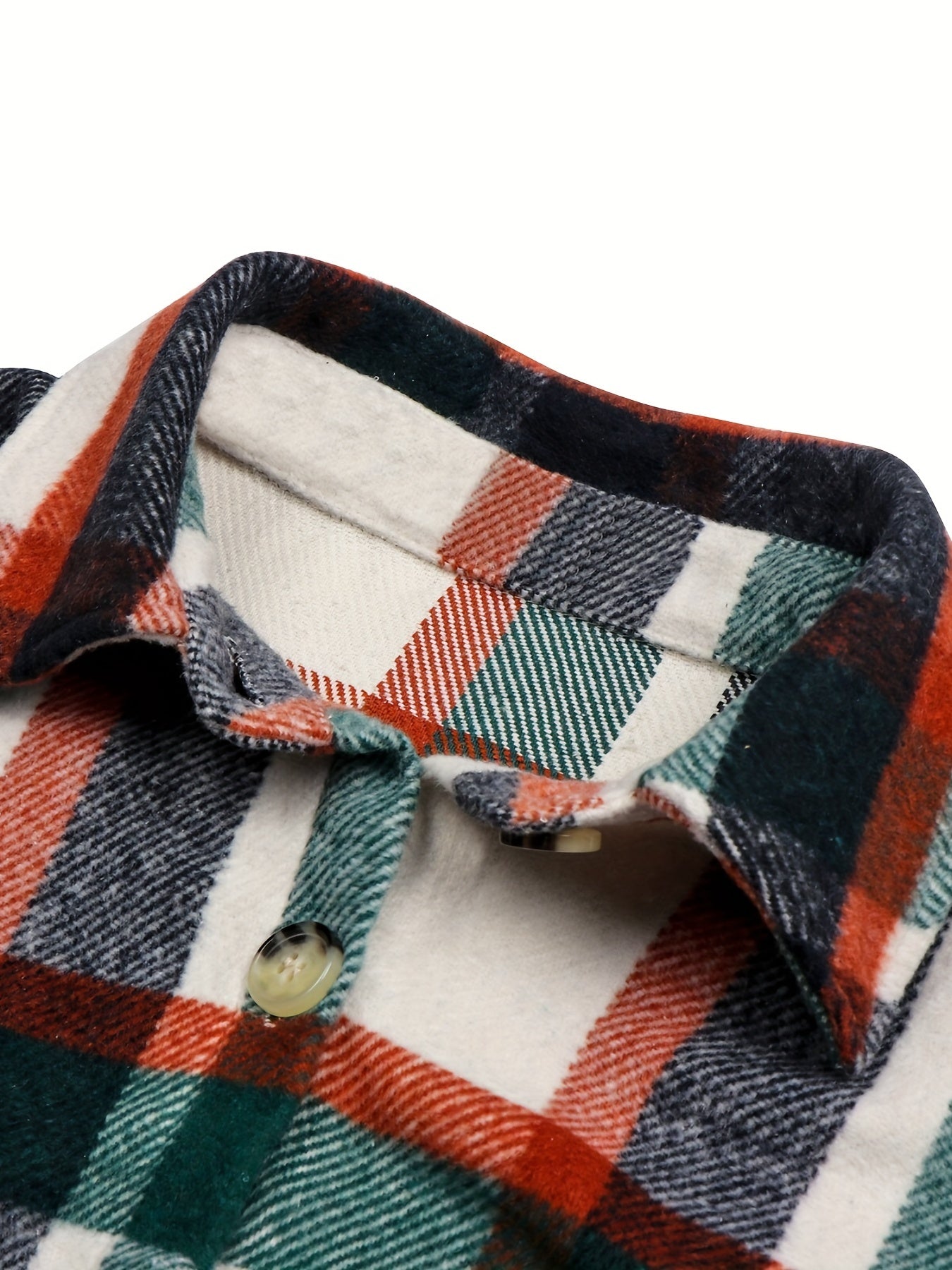 Plaid Print Button Front Jacket Collared Outerwear