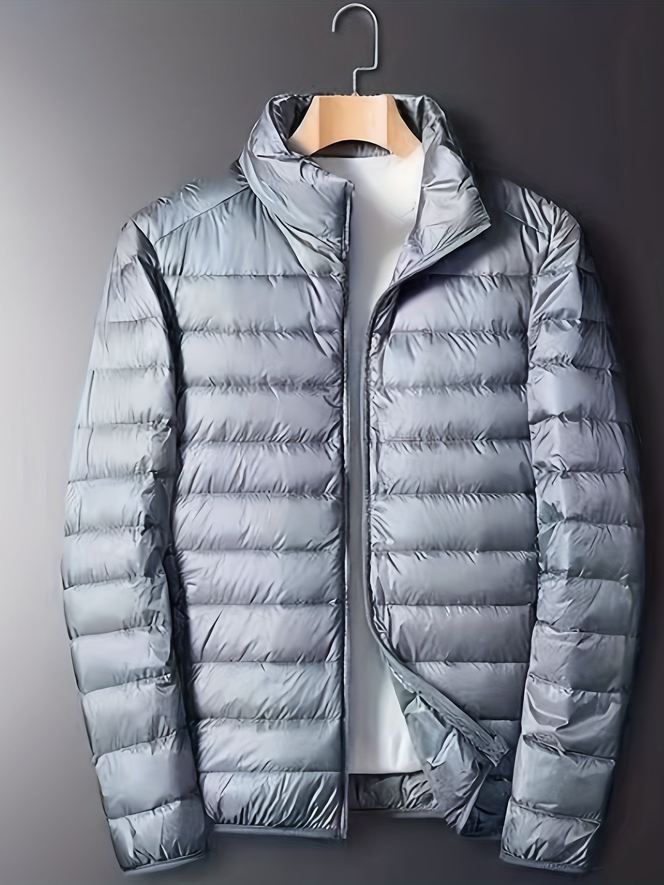 Men's Lightweight Down Jacket with Stand Collar for Winter