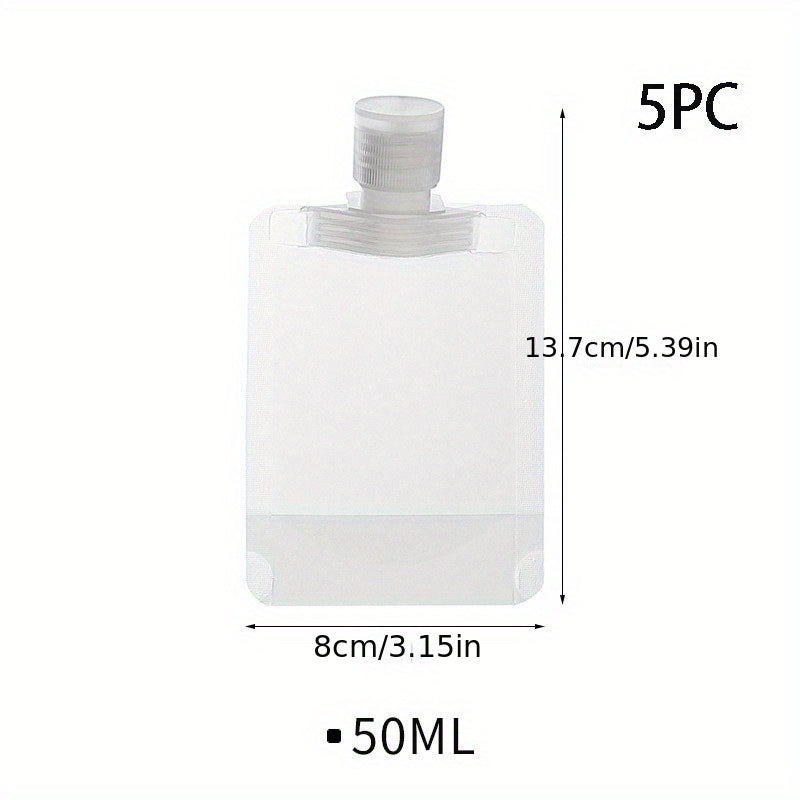 5pcs Makeup Packing Bags Travel Size Refillable Squeeze Pouch