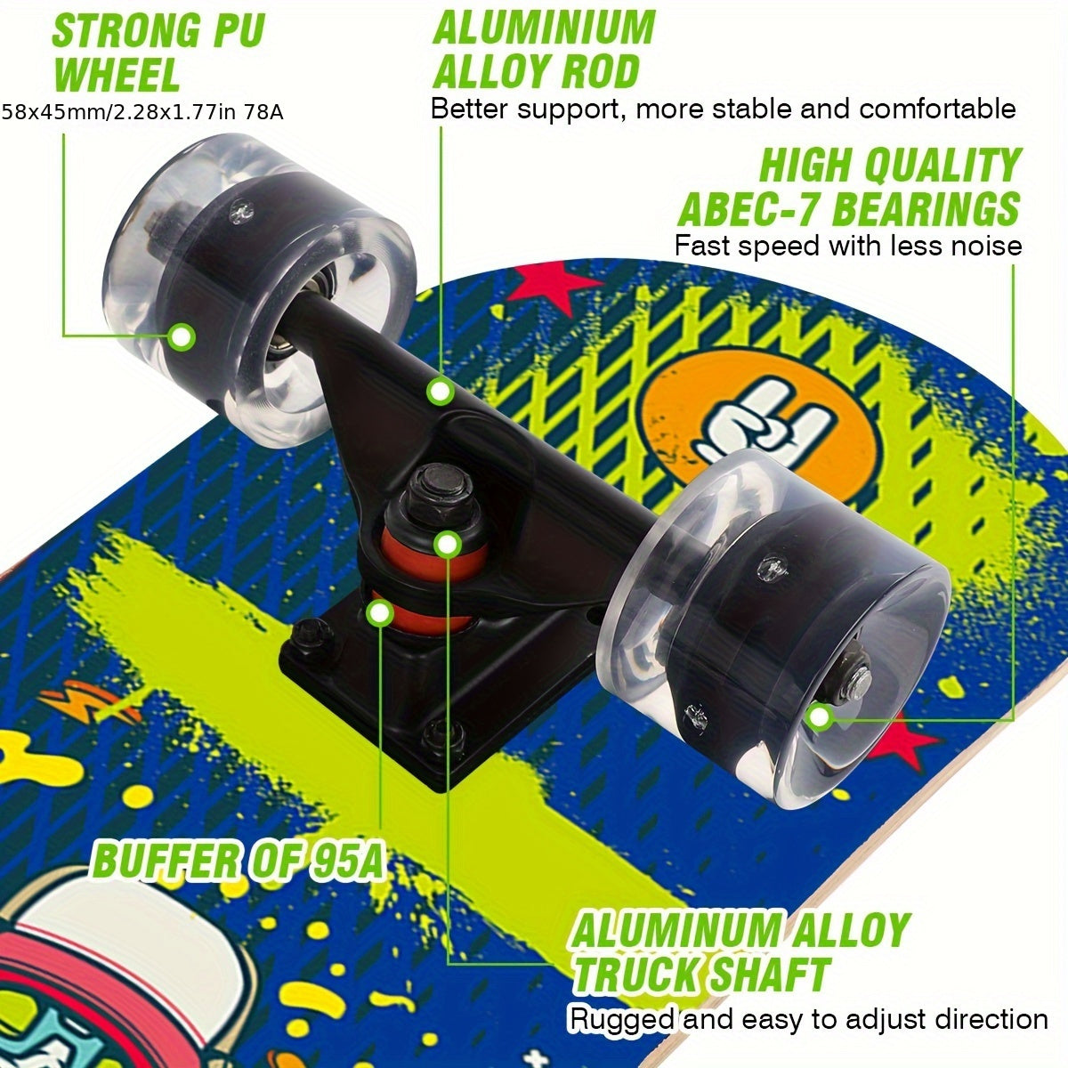 Wooden Skateboard With LED Light Tool for Outdoor Sports