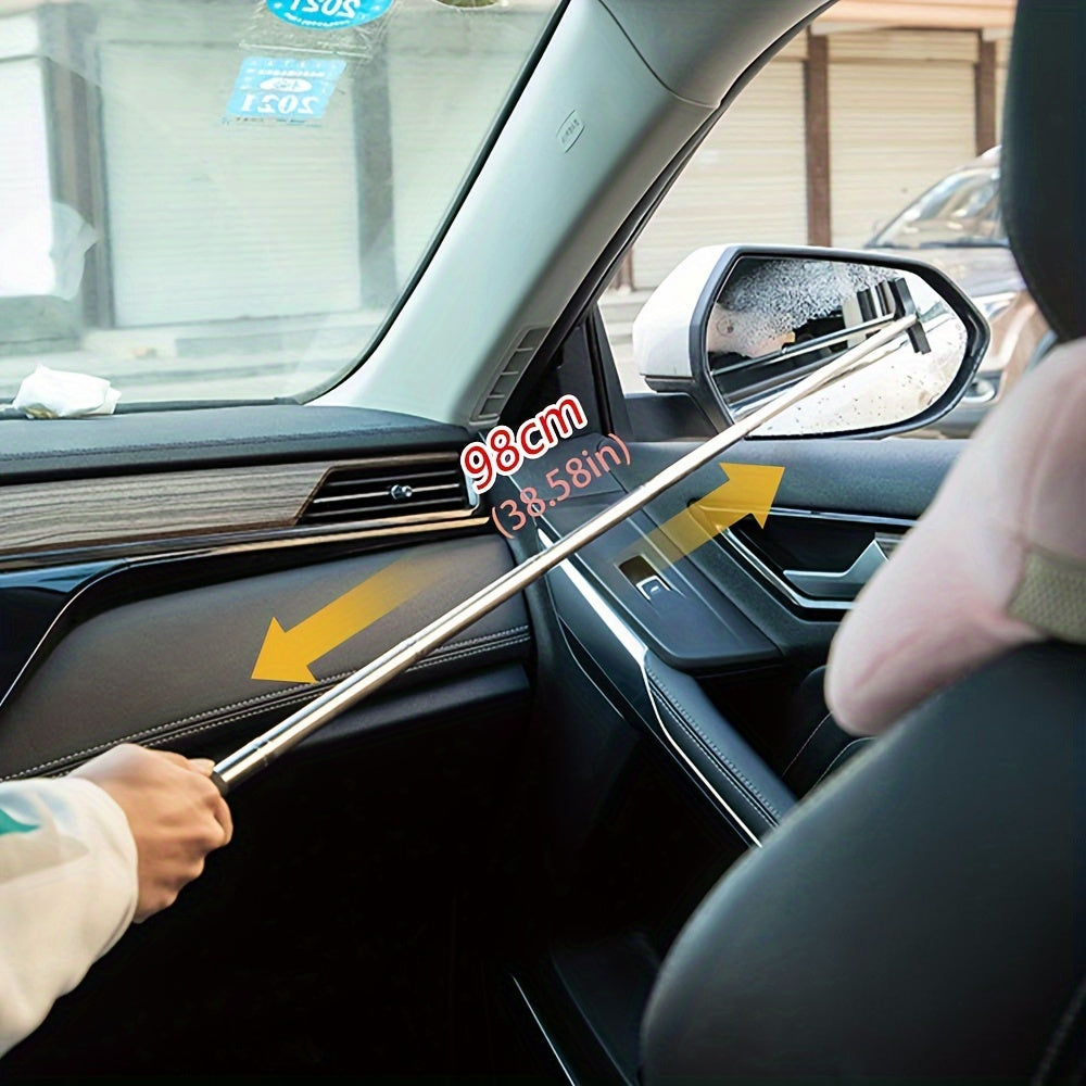 Car Rearview Mirror Wiper Long Handle Cleaning Tool 38.5in