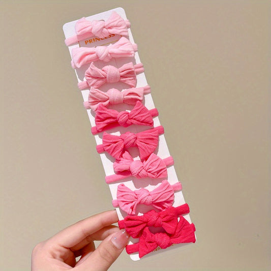 10pcs Colorful Bow Knot Hair Tie Elastic Rubber Band Hair Accessories
