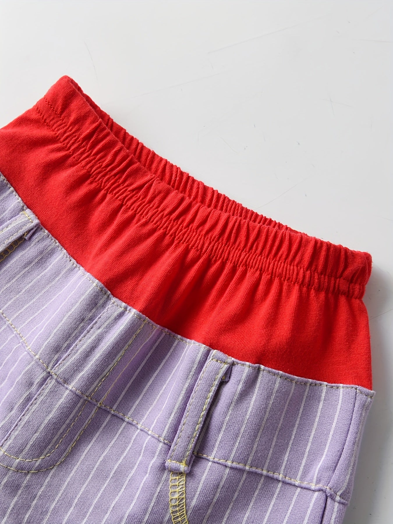 Toddler Girls Block Stripe Elastic Waist Casual Shorts