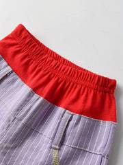 Toddler Girls Block Stripe Elastic Waist Casual Shorts
