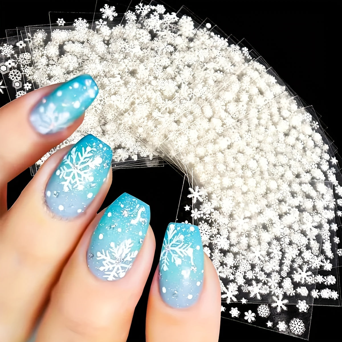 30 Sheets 3D Snowflake Nail Art Stickers Christmas Winter DIY Decoration