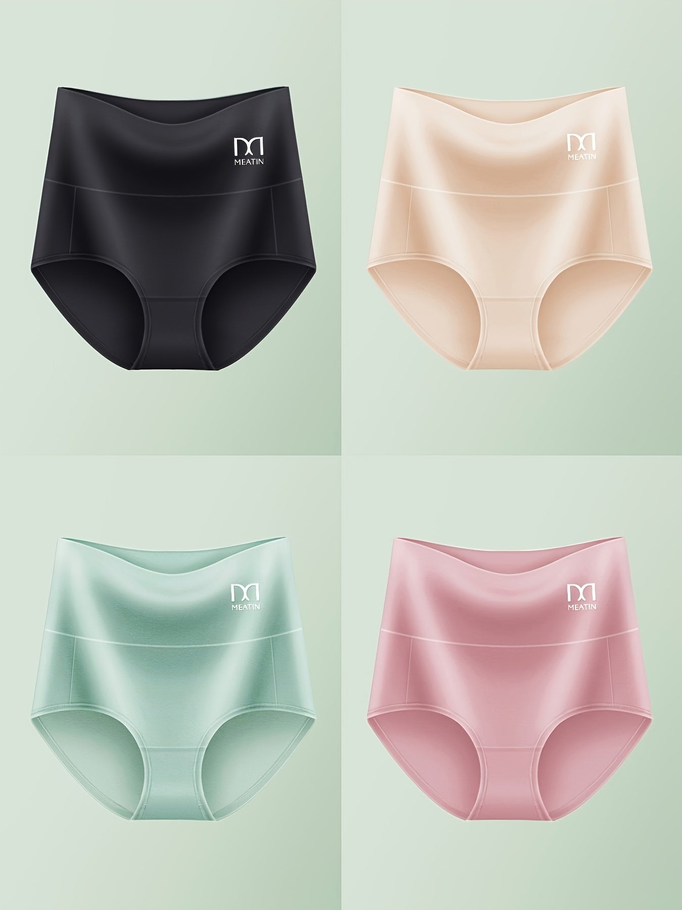4 Pcs Women's Cotton Full Coverage Briefs Comfortable Tummy Control Panties