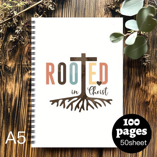 Inspirational Rooted in Christ Spiral Notebook Mixed Colors 100 Pages