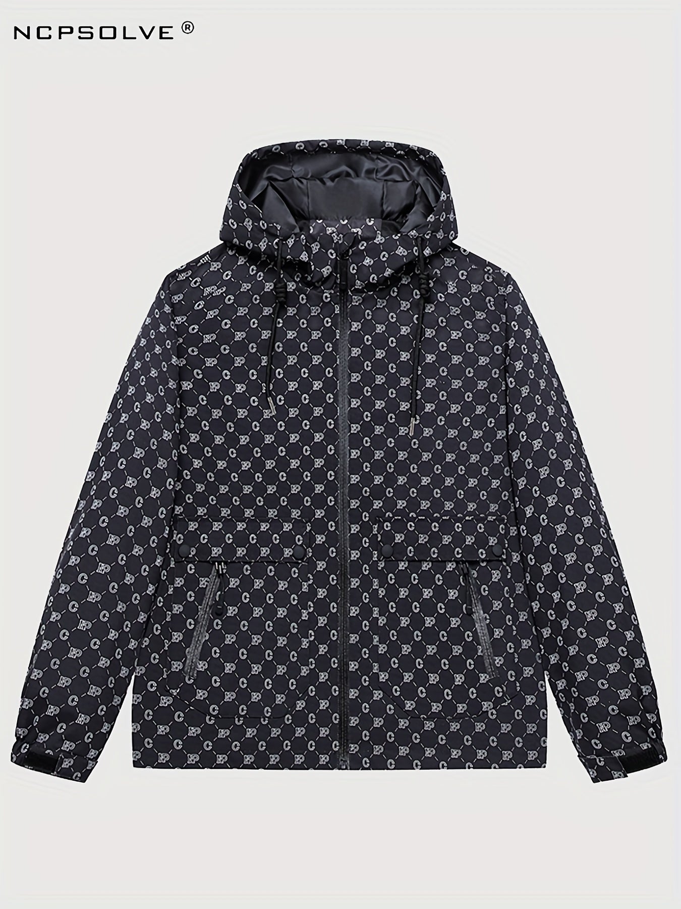 Men's Monogram Lightweight Hooded Windbreaker Jacket Coat