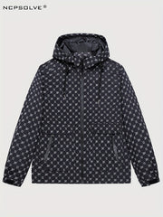 Men's Monogram Lightweight Hooded Windbreaker Jacket Coat