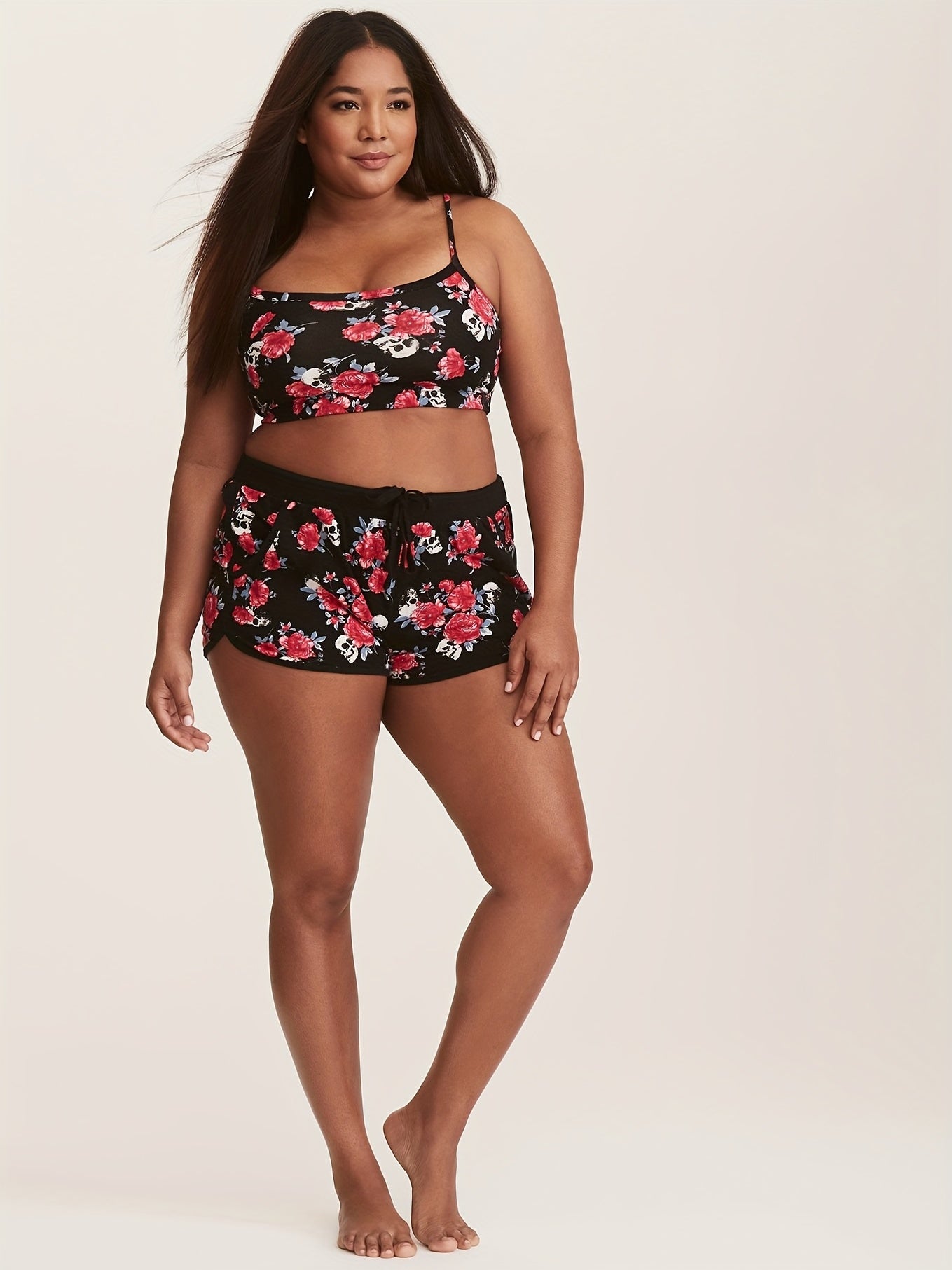  Rose & Skull Bra & Shorts Swimsuit Set