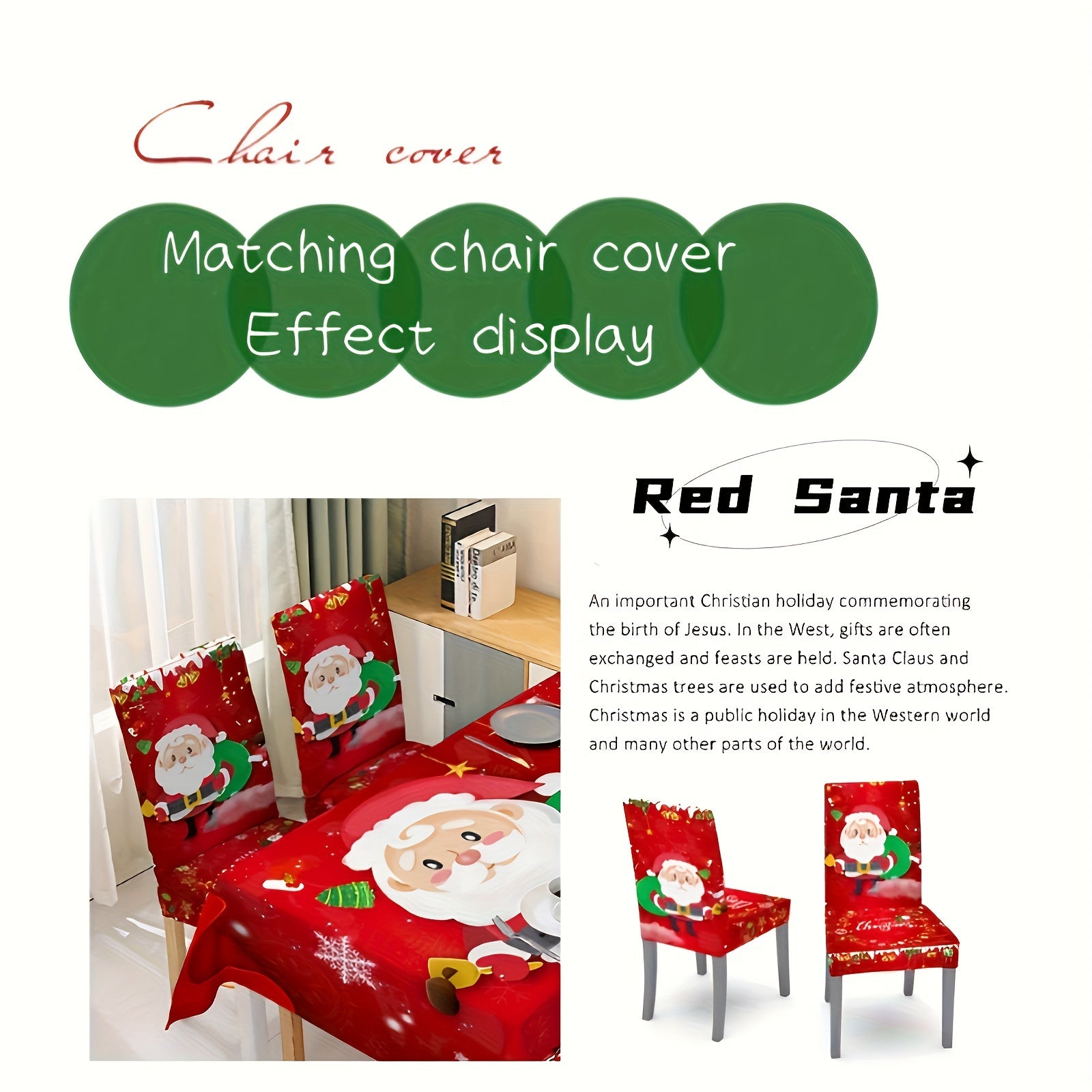 Polyester Merry Christmas Tablecloth Santa Pattern Cover Holiday Decoration