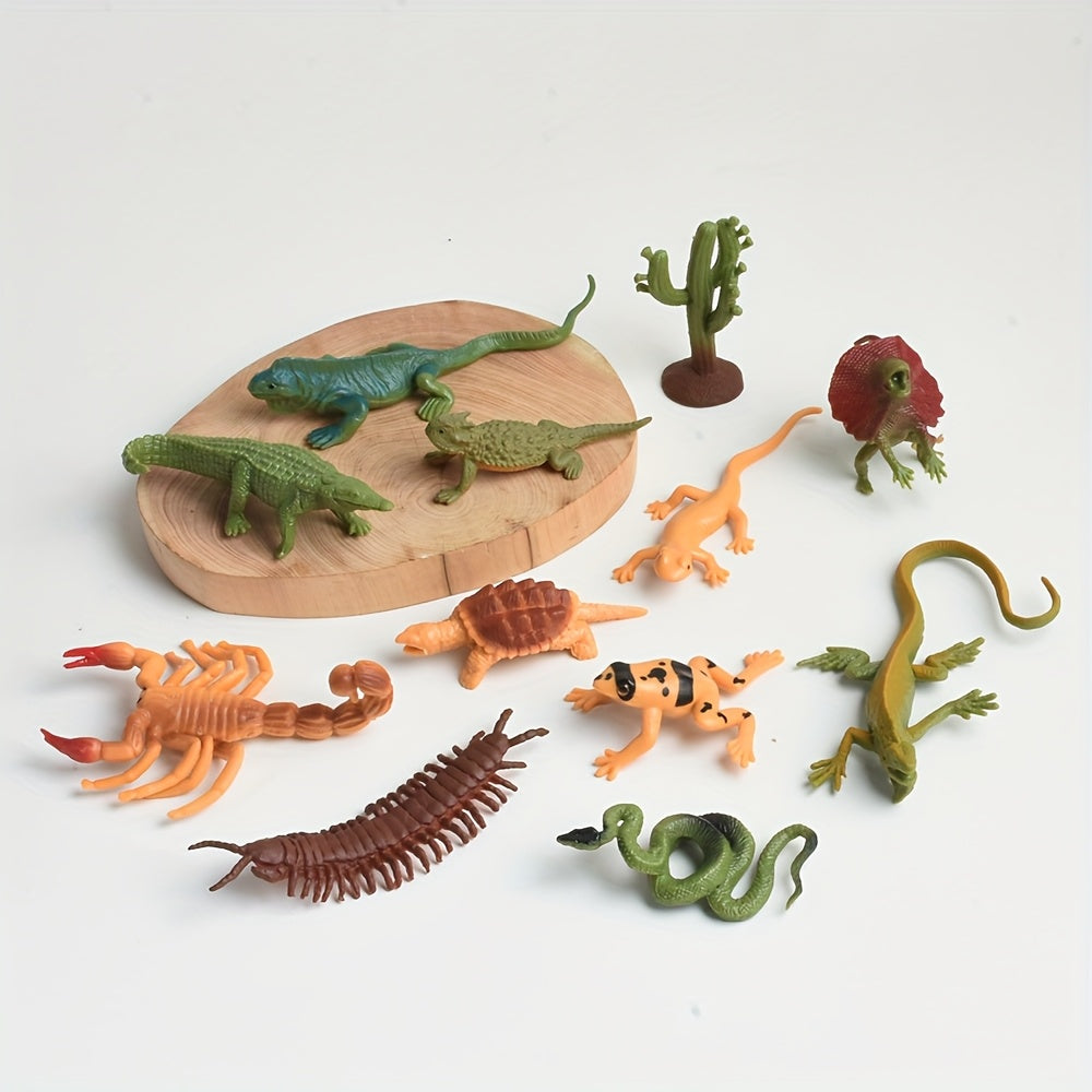 12pcs Realistic Insect Models PVC Figures 6 Variations Beige Brown Orange Green