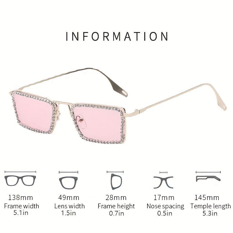 Rhinestone Decor Sunglasses Metal Frame UV400
