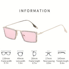 Rhinestone Decor Sunglasses Metal Frame UV400