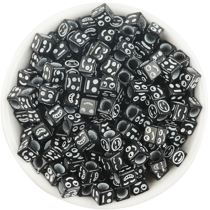 100pcs Acrylic Square Happy Face Beads for Jewelry Making DIY