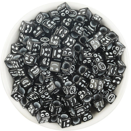 100pcs Acrylic Square Happy Face Beads for Jewelry Making DIY