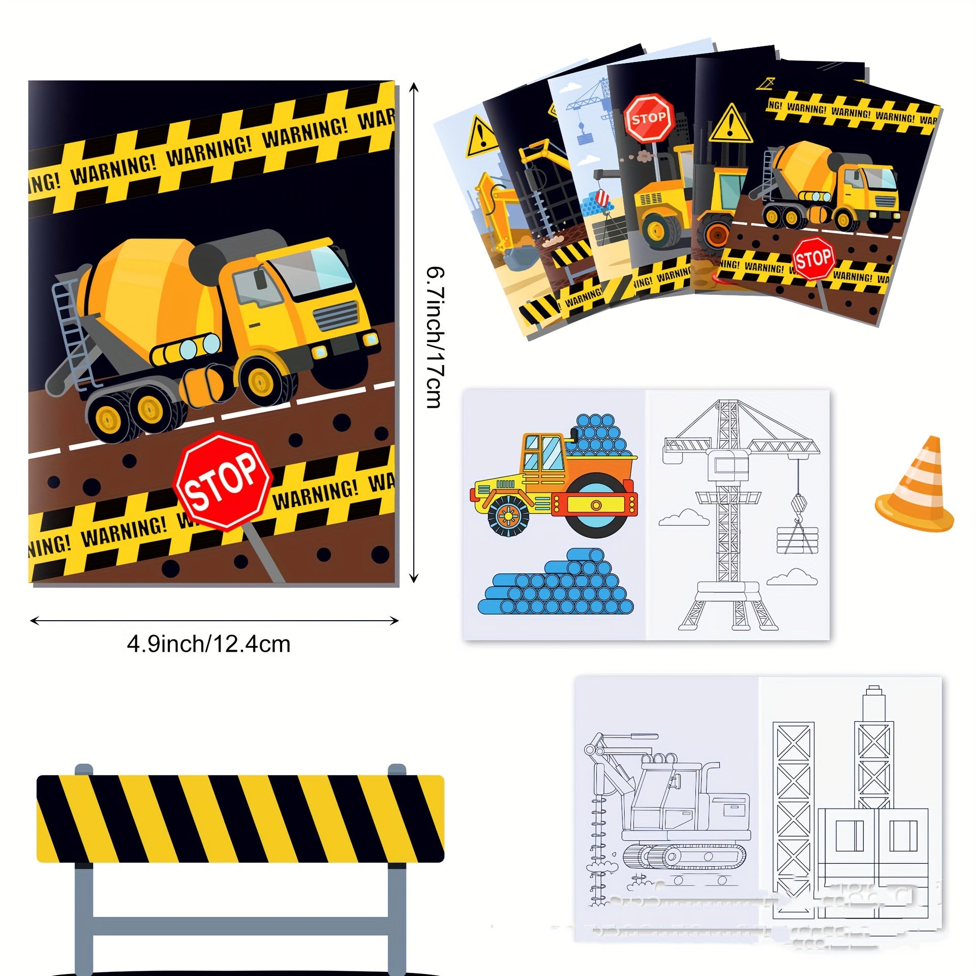 Construction Theme Coloring Books for Kids - 18 Pack
