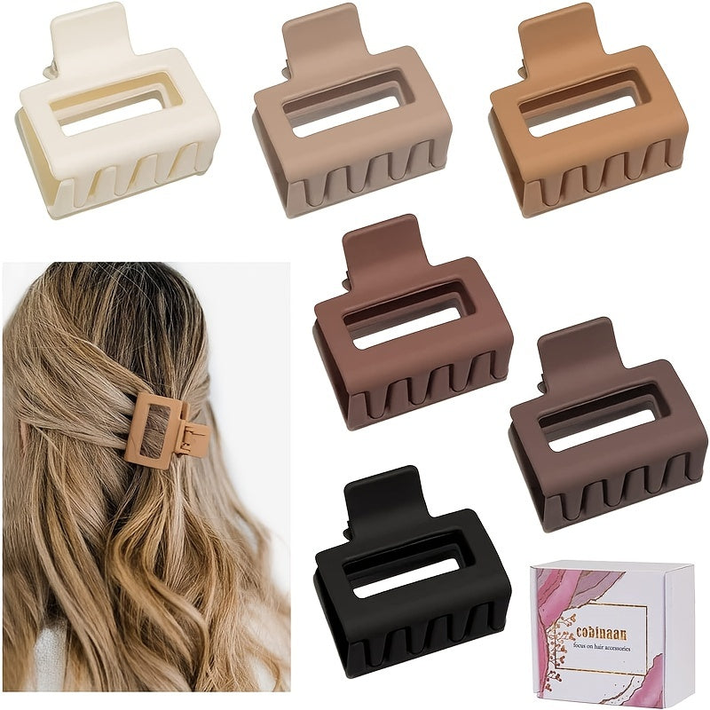 6pcs Mini Square Hair Claw Shark Claw Ponytail Holder Hair Accessories