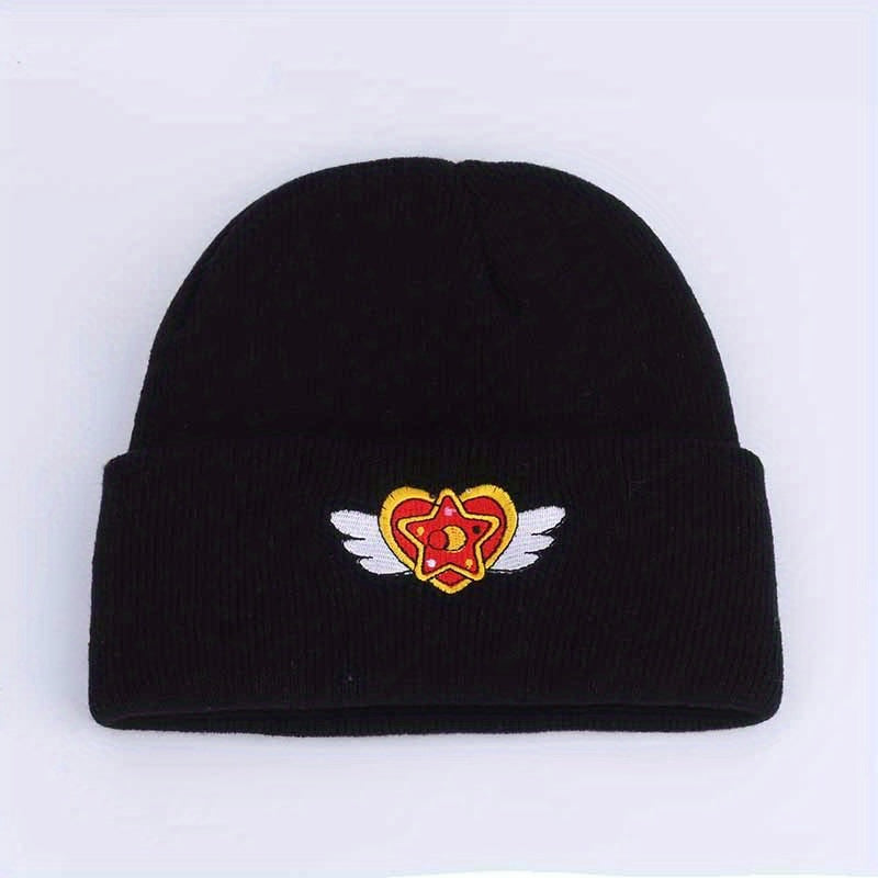 Heart Wings Embroidered Knit Beanie