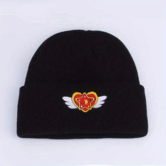 Heart Wings Embroidered Knit Beanie