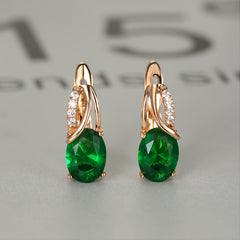 Vintage Oval Cut Marble Zircon Earrings - Bridesmaid Gift