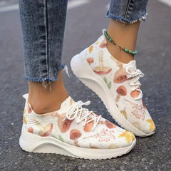 Women's Mushroom Print Running Shoes Lightweight Lace Up Sneakers