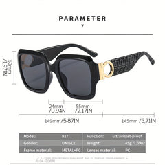Square Polarized Sunglasses UV400 Engraved Temple Glasses for Driving